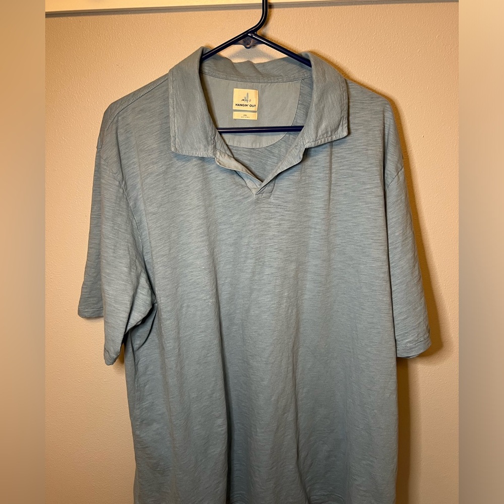 EUC Men’s 2XL Johnny collar johnnie-O Light Blue Slub Polo